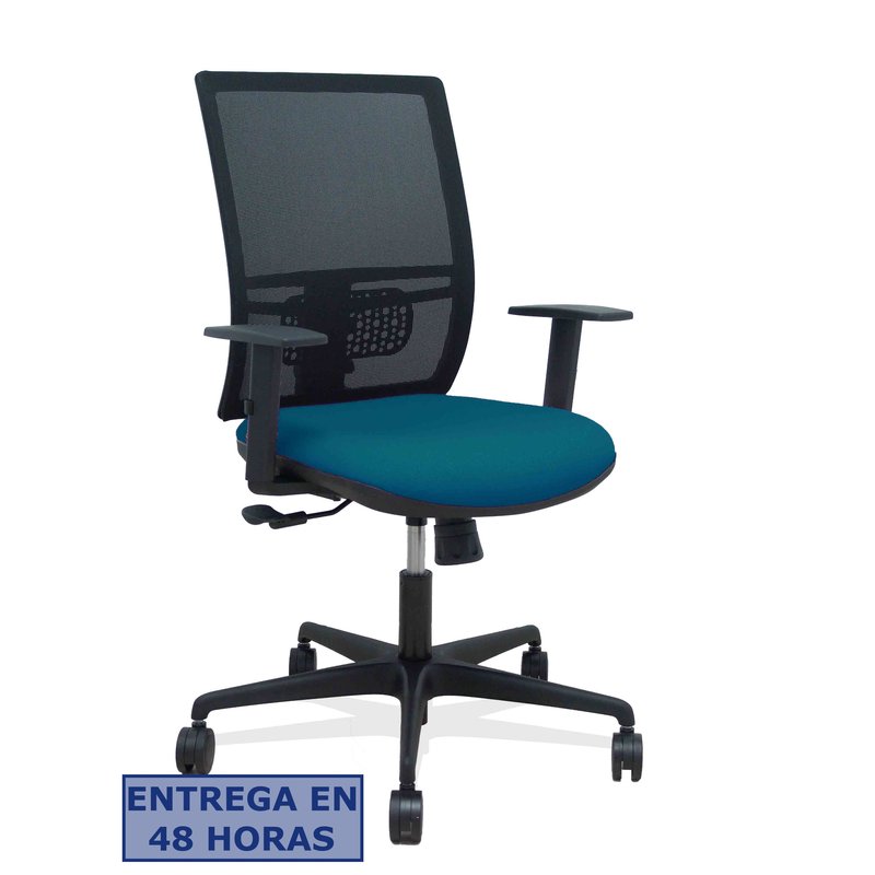 PIQUERAS Y CRESPO Silla Yunquera sincro malla negra bali verde petroleo brazo regulable