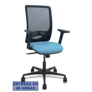 PIQUERAS Y CRESPO Silla Zulema sincro malla negra asiento bali azul cielo brazos 2D ruedas 65mm
