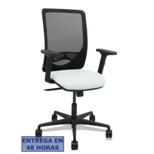 PIQUERAS Y CRESPO Silla Zulema sincro malla negra asiento bali blanco brazos 2D ruedas 65mm