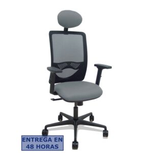 PIQUERAS Y CRESPO Silla Zulema sincro malla negra asiento bali gris brazos 2D ruedas 65mm cabecero