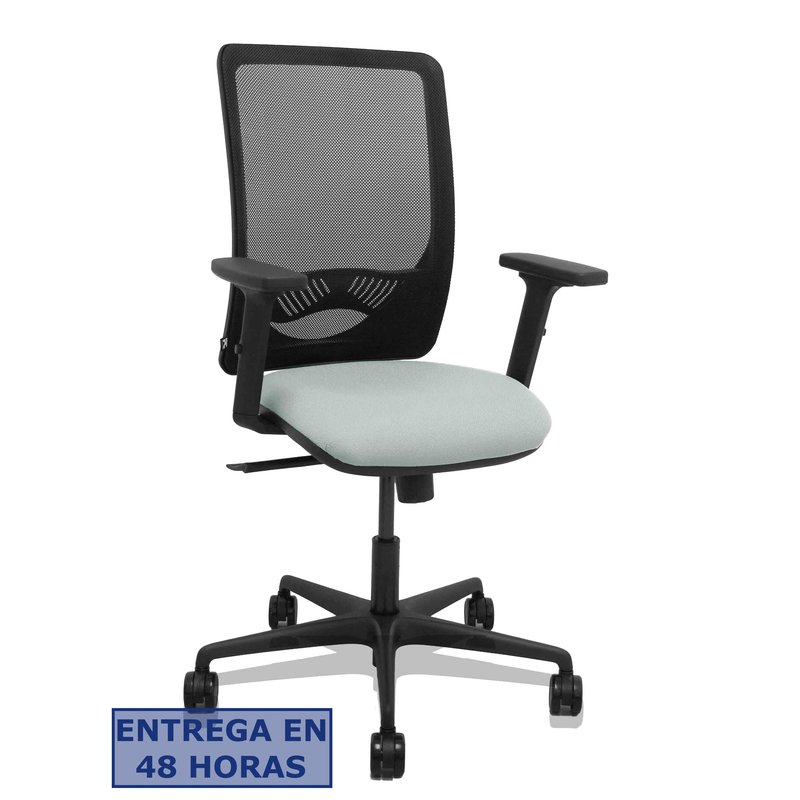 PIQUERAS Y CRESPO Silla Zulema sincro malla negra asiento bali gris claro brazos 2D ruedas 65mm