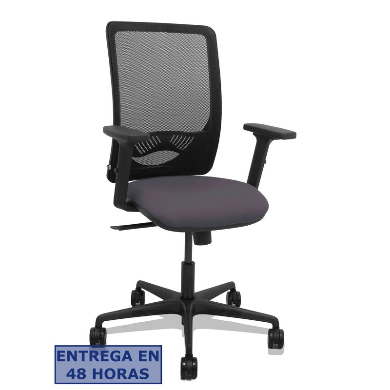 PIQUERAS Y CRESPO Silla Zulema sincro malla negra asiento bali gris oscuro brazos 2D ruedas 65mm