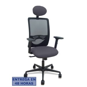 PIQUERAS Y CRESPO Silla Zulema sincro malla negra asiento bali gris oscuro brazos 2D ruedas 65mm cabecero