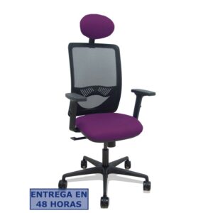PIQUERAS Y CRESPO Silla Zulema sincro malla negra asiento bali morado brazos 2D ruedas 65mm cabecero