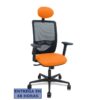 PIQUERAS Y CRESPO Silla Zulema sincro malla negra asiento bali naranja brazos 2D ruedas 65mm cabecero
