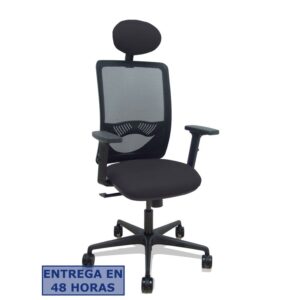 PIQUERAS Y CRESPO Silla Zulema sincro malla negra asiento bali negro brazos 2D ruedas 65 cabecero