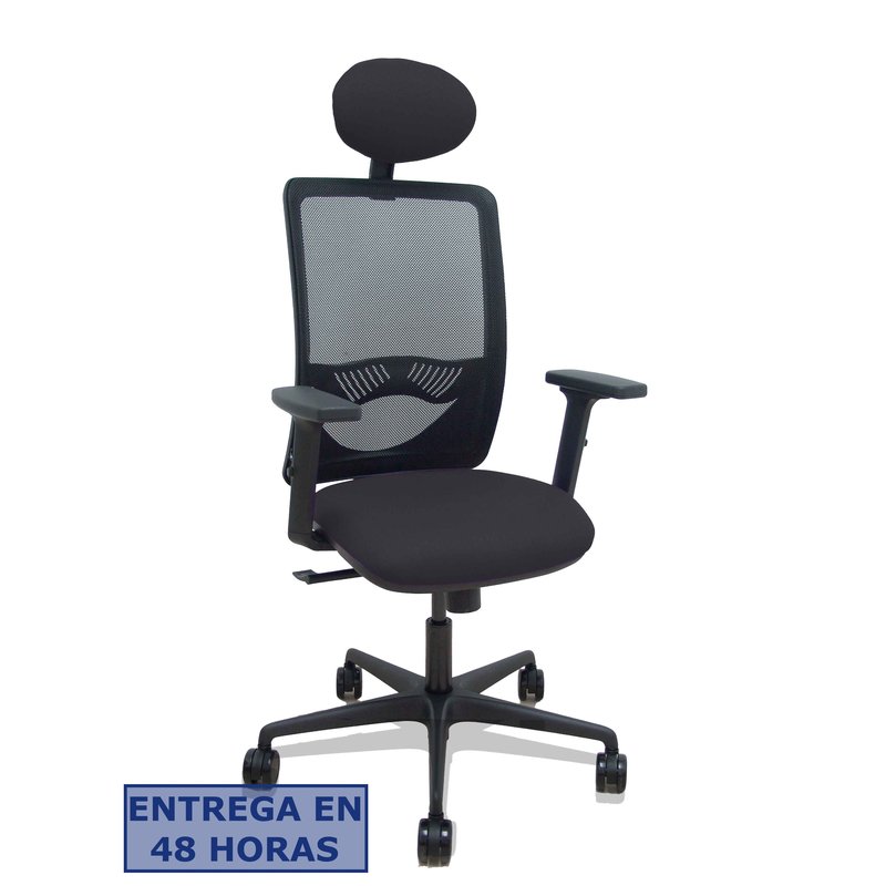 PIQUERAS Y CRESPO Silla Zulema sincro malla negra asiento bali negro brazos 2D ruedas 65 cabecero