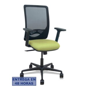 PIQUERAS Y CRESPO Silla Zulema sincro malla negra asiento bali verde oliva brazos 2D ruedas 65mm
