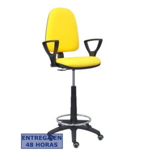 PIQUERAS Y CRESPO Taburete Aýna bali amarillo brazos fijos ruedas de parque