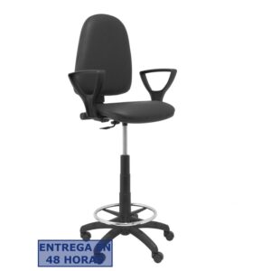 PIQUERAS Y CRESPO Taburete Aýna similpiel negro con brazos