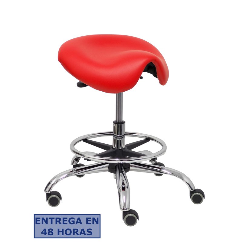 PIQUERAS Y CRESPO Taburete Zarza sin respaldo similpiel rojo