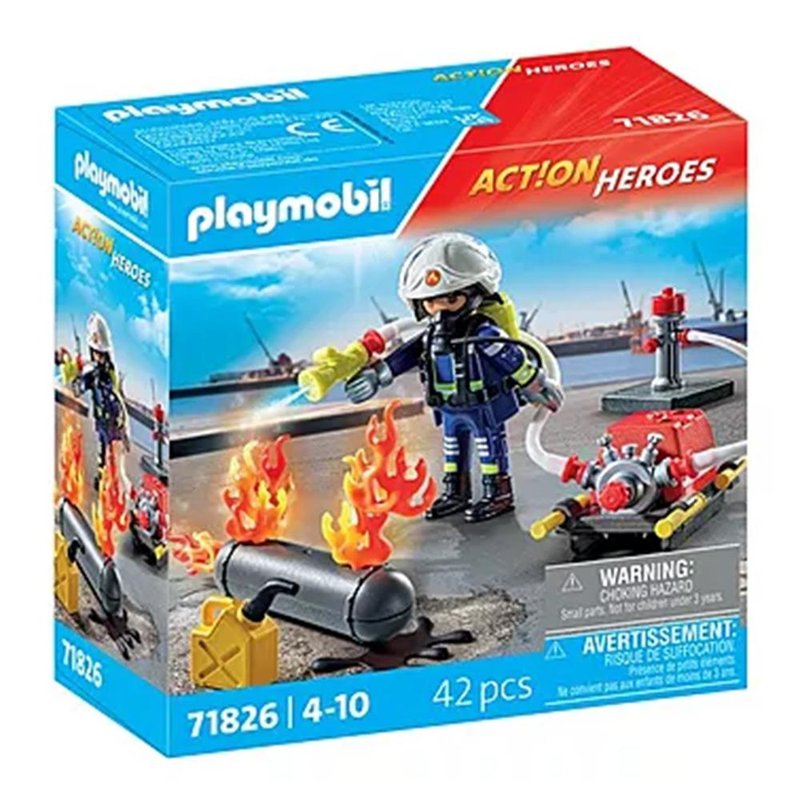 Playmobil - Bombero Con Bomba De Playmobil - Bombero Con Bomba De