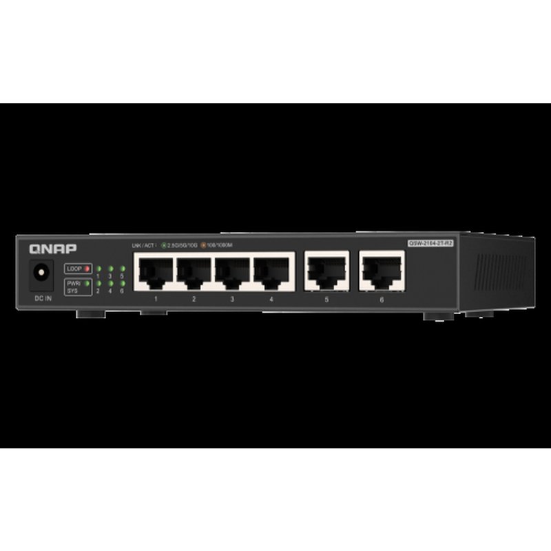 QNAP QSW-2104-2T-R2 switch No administrado 10G Ethernet (100/1000/10000) Escritorio Negro QNAP QSW-2104-2T-R2 switch No administrado 10G Ethernet (100/1000/10000) Escritorio Negro - Imagen 2