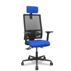 SILLA BORMATE ASINCRO MALLA NEGRA ASIENTO BALI AZUL BRAZOS 2D RUEDAS 65MM CABECERO REGULABLE PIQUERAS Y CRESPO 405ASM840B229B2B68R65CRL
