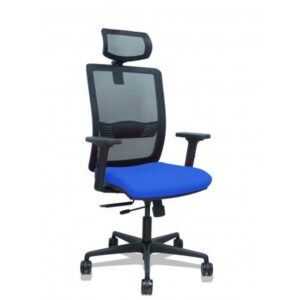SILLA HACHES TRASLACK MALLA NEGRA ASIENTO BALI AZUL BRAZOS 2D RUEDAS 65MM CABECERO REGULABLE PIQUERAS Y CRESPO 395TKM840B229B2DB68R65CR