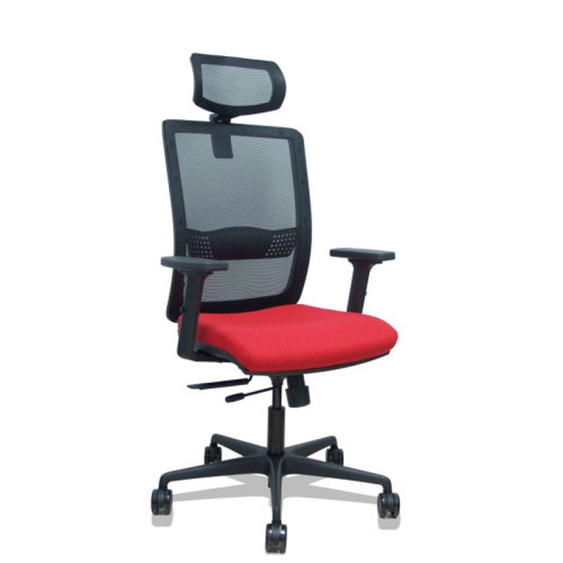 SILLA HACHES TRASLACK MALLA NEGRA ASIENTO BALI ROJO BRAZOS 2D RUEDAS 65MM CABECERO REGULABLE PIQUERAS Y CRESPO 395TKM840B350B2DB68R65CR