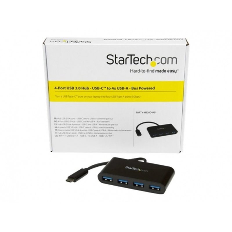 StarTech.com HB30C4AB hub de interfaz USB 3.2 Gen 1 (3.1 Gen 1) Type-C 5000 Mbit/s Negro