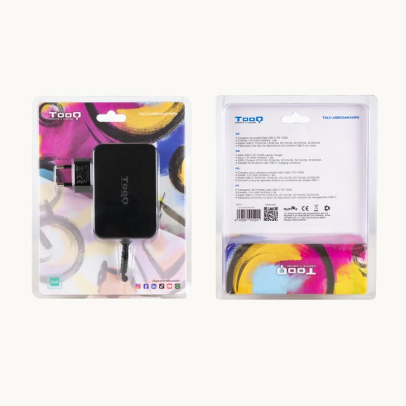 TooQ Cargador de portátil GAN USB-C PD 100W, Negro - Imagen 4