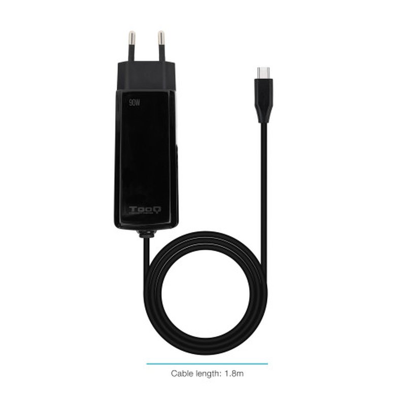 TooQ Cargador de portátil GAN USB-C PD 90W, Negro - Imagen 2