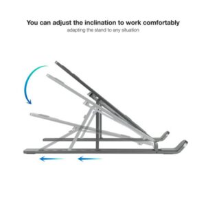 TooQ Soporte Elevador para Portátiles, Tablets, Móviles y Libros, Gris