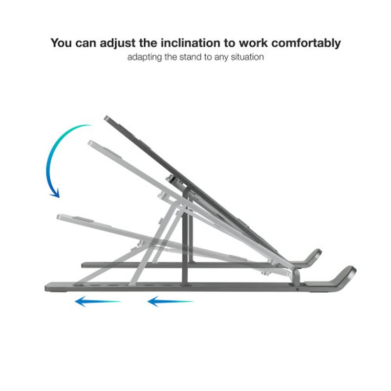 TooQ Soporte Elevador para Portátiles, Tablets, Móviles y Libros, Gris - Imagen 2