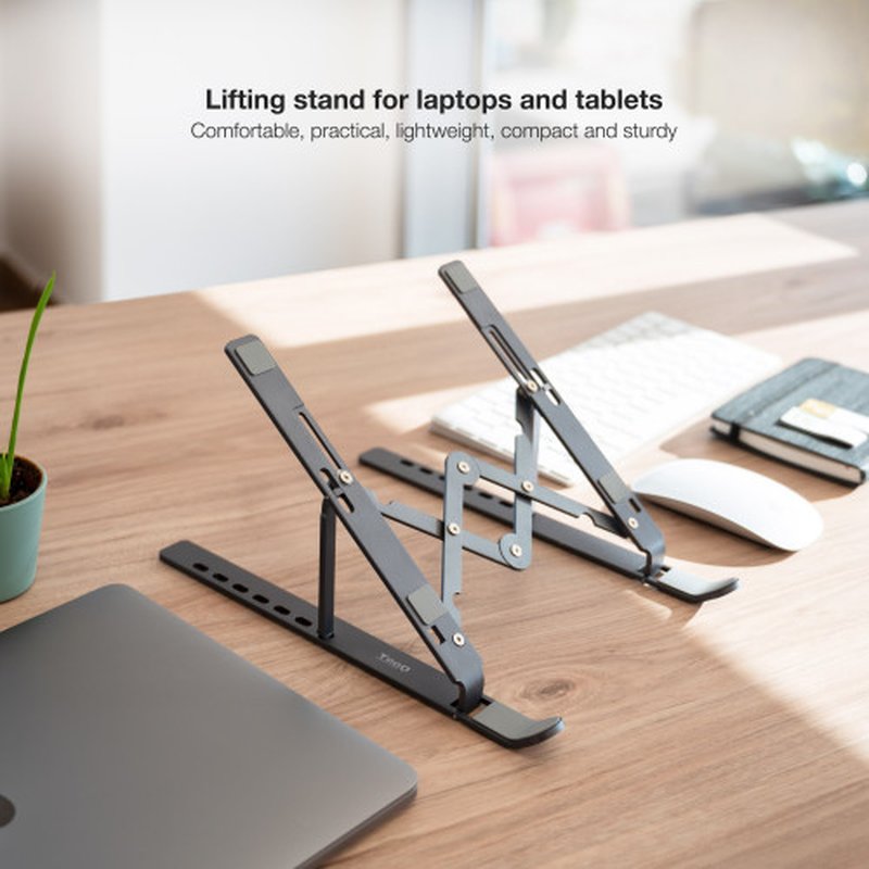 TooQ Soporte Elevador para Portátiles, Tablets, Móviles y Libros, Gris - Imagen 5