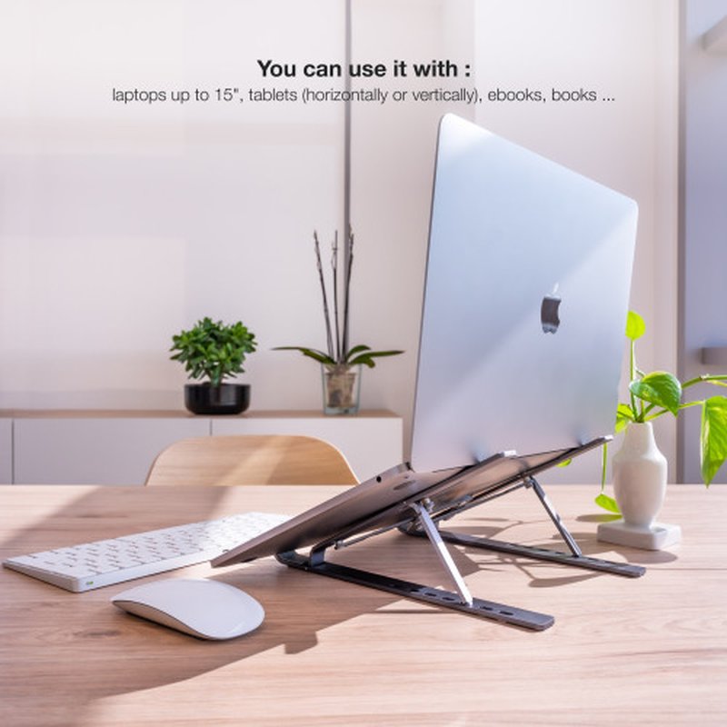 TooQ Soporte Elevador para Portátiles, Tablets, Móviles y Libros, Gris - Imagen 7