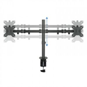 TooQ Soporte de Mesa Giratorio e Inclinable para 2 Pantallas (Monitor / TV Plasma / LCD / LED) 13” – 32”, de Dos Brazos, Negro