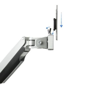 TooQ Soporte de Mesa Giratorio e Inclinable para 2 Pantallas (Monitor / TV Plasma / LCD / LED) 13” – 32”, de Dos Brazos, Plata