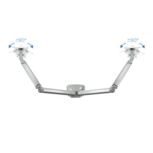 TooQ Soporte de Mesa Giratorio e Inclinable para 2 Pantallas (Monitor / TV Plasma / LCD / LED) 13” – 32”, de Dos Brazos, Plata TooQ Soporte de Mesa Giratorio e Inclinable para 2 Pantallas (Monitor / TV Plasma / LCD / LED) 13” – 32”, de Dos Brazos, Plata