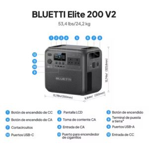BLUETTI Elite 200 V2 Estación de energía portátil | 2.600 W 2.073,6 Wh