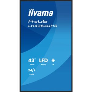 iiyama LH4364UHS-B1AG pantalla de señalización Pantalla plana para señalización digital 109,2 cm (43") LED Wifi 500 cd / m² 4K Ultra HD Negro Android 24/7