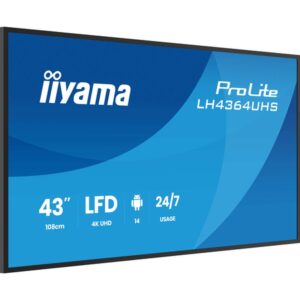 iiyama LH4364UHS-B1AG pantalla de señalización Pantalla plana para señalización digital 109,2 cm (43") LED Wifi 500 cd / m² 4K Ultra HD Negro Android 24/7