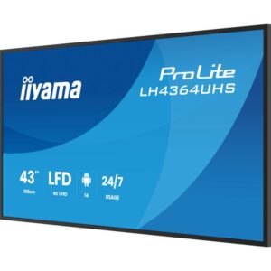 iiyama LH4364UHS-B1AG pantalla de señalización Pantalla plana para señalización digital 109,2 cm (43") LED Wifi 500 cd / m² 4K Ultra HD Negro Android 24/7