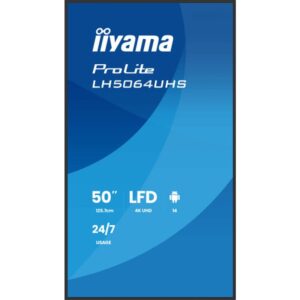 iiyama LH5064UHS-B1AG pantalla de señalización Pantalla plana para señalización digital 127 cm (50") Wifi 500 cd / m² 4K Ultra HD Negro Android 24/7