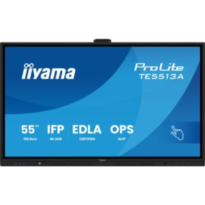 iiyama TE5513A-B1AG pantalla de señalización Panel plano interactivo 138,7 cm (54.6") Wifi 450 cd / m² 4K Ultra HD Negro Pantalla táctil Procesador incorporado Android 18/7