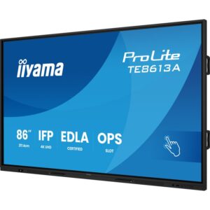iiyama TE8613A-B1AG pantalla de señalización Panel plano interactivo 2,17 m (85.6") Wifi 450 cd / m² 4K Ultra HD Negro Pantalla táctil Procesador incorporado Android 18/7