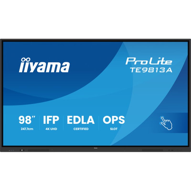 iiyama TE9813A-B1AG pantalla de señalización Panel plano interactivo 2,48 m (97.5") Wifi 450 cd / m² 4K Ultra HD Negro Pantalla táctil Procesador incorporado Android 18/7 iiyama TE9813A-B1AG pantalla de señalización Panel plano interactivo 2,48 m (97.5") Wifi 450 cd / m² 4K Ultra HD Negro Pantalla táctil Procesador incorporado Android 18/7