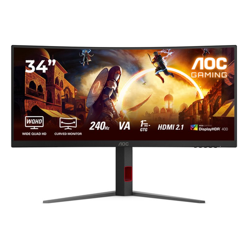 AOC G4 CU34G4Z pantalla para PC 86,4 cm (34") 3440 x 1440 Pixeles Wide Quad HD LED Negro, Rojo