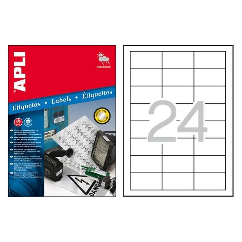 APLI Paq.480 etiquetas poliester 64,6x33,8mm APLI Paq.480 etiquetas poliester 64,6x33,8mm