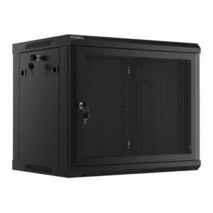 ARMARIO LANBERG 9U 600X450 CON PUERTA PERFORADA RACK 19 H-60 KG NEGRO FLAT PACK