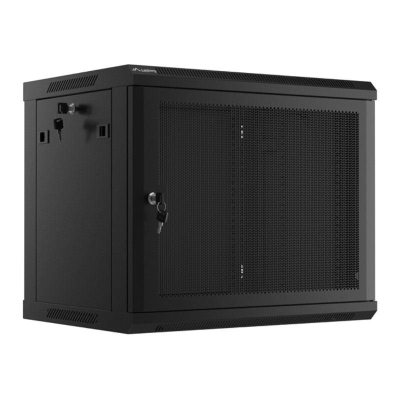 ARMARIO LANBERG 9U 600X450 CON PUERTA PERFORADA RACK 19 H-60 KG NEGRO FLAT PACK