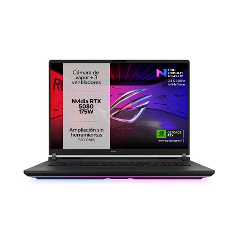 ASUS ROG Strix SCAR 18 G835LW-SA017W - Ordenador Portátil Gaming de 18" WQXGA 240Hz (Intel Core Ultra 9 275HX, 64GB RAM, 2TB + 2TB SSD, RTX 5080 16GB, Windows 11 Home) Negro - Teclado QWERTY español - Imagen 2