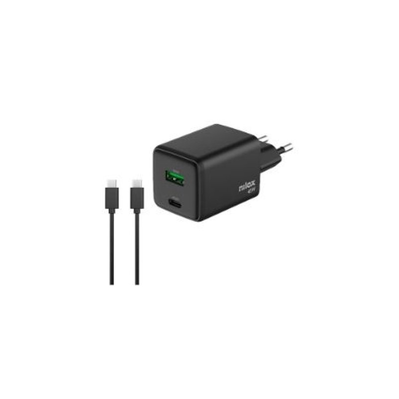 CARGADOR USB USB-C NILOX 45W GAN BLACK + CABLE USB-C PARA CASA CARGADOR USB USB-C NILOX 45W GAN BLACK + CABLE USB-C PARA CASA