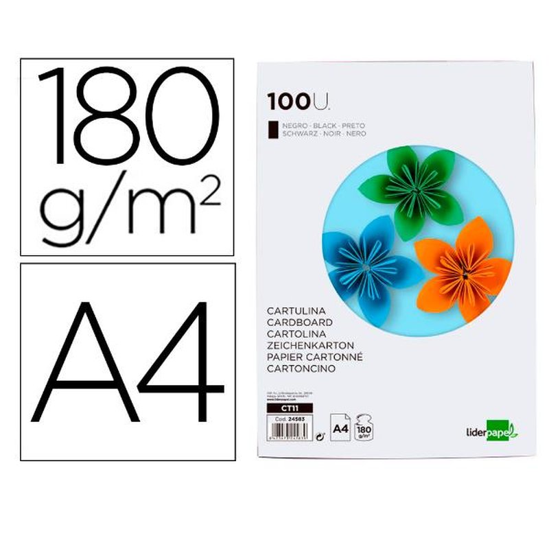CARTULINA A4 180G/M2 NEG 100H CARTULINA A4 180G/M2 NEG 100H