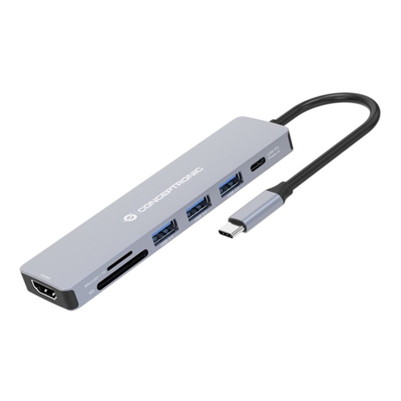 Conceptronic DONN19G base para portátil y replicador de puertos Alámbrico USB 3.2 Gen 1 (3.1 Gen 1) Type-C Gris
