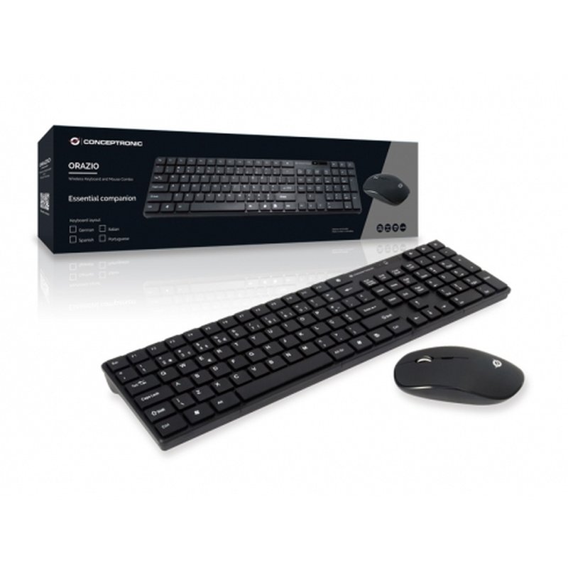 Conceptronic Orazio teclado Ratón incluido Hogar RF inalámbrico QWERTY Portugués Negro - Imagen 2