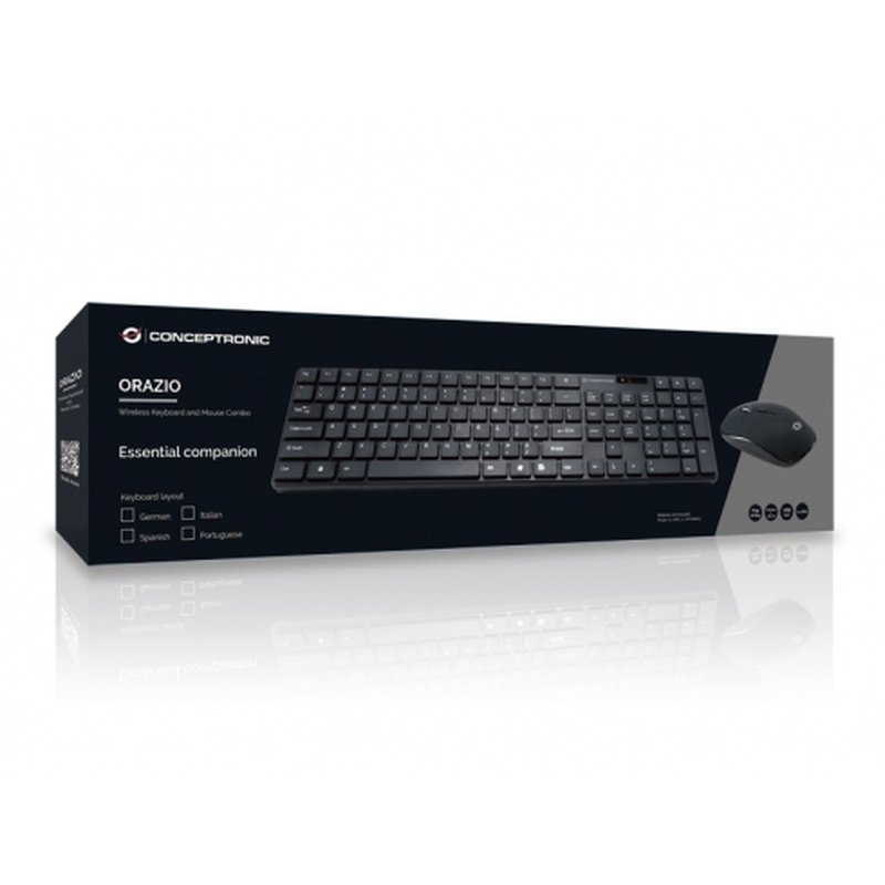 Conceptronic Orazio teclado Ratón incluido Hogar RF inalámbrico QWERTY Portugués Negro - Imagen 3