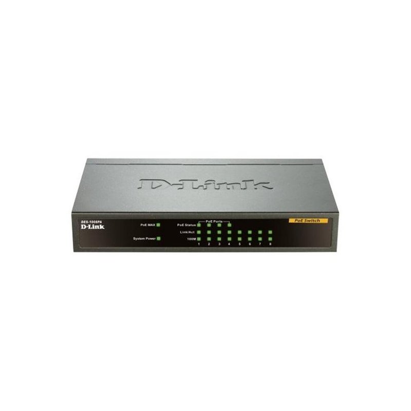 D-Link DES-1008PA switch No administrado Fast Ethernet (10/100) Energía sobre Ethernet (PoE) Negro