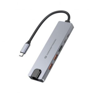 Conceptronic DONN29G base para portátil y replicador de puertos Alámbrico USB 3.2 Gen 2 (3.1 Gen 2) Type-C Gris